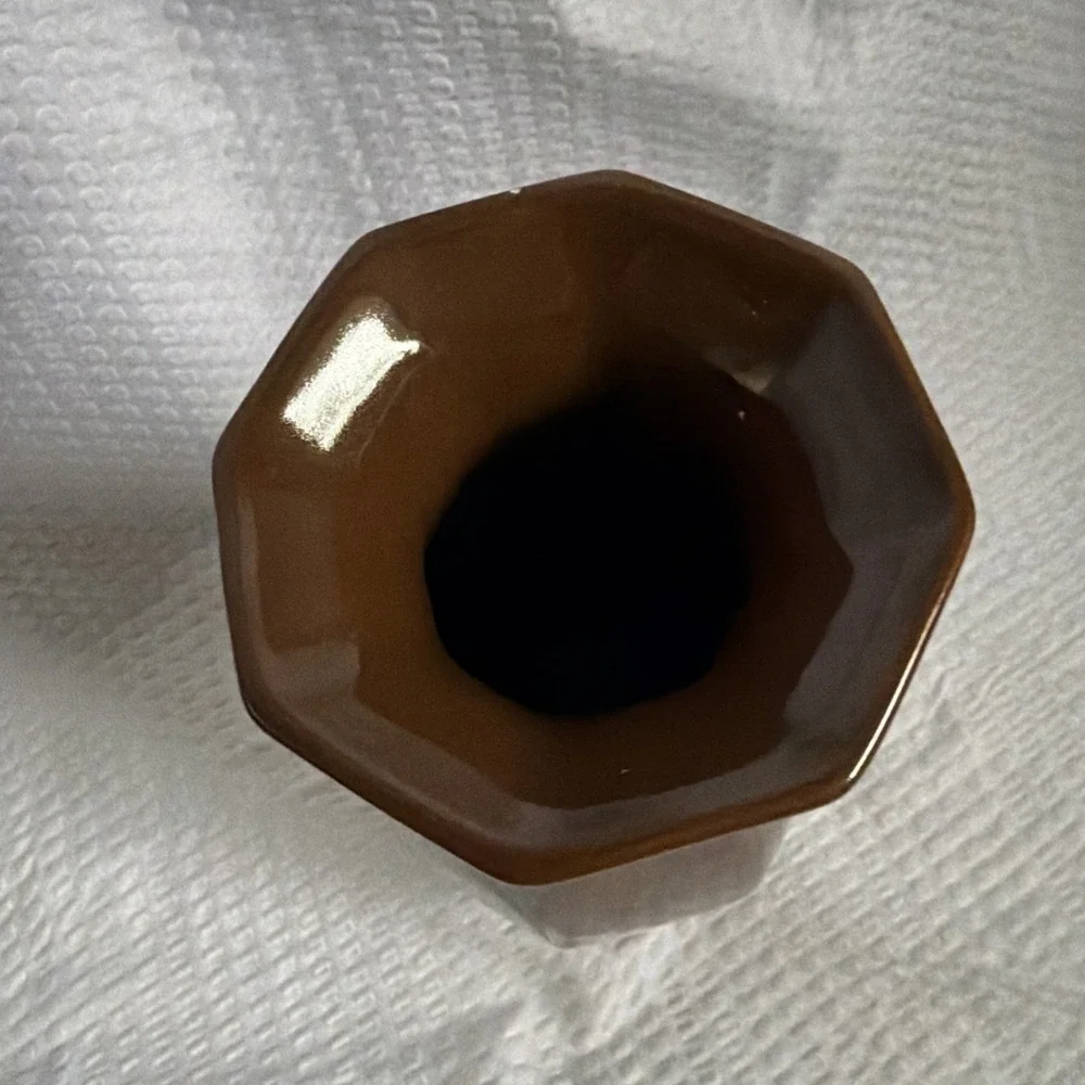 Royal Haeger Brown Hexagonal Ceramic Vase Glossy Mid Century Modern Decor 705-S